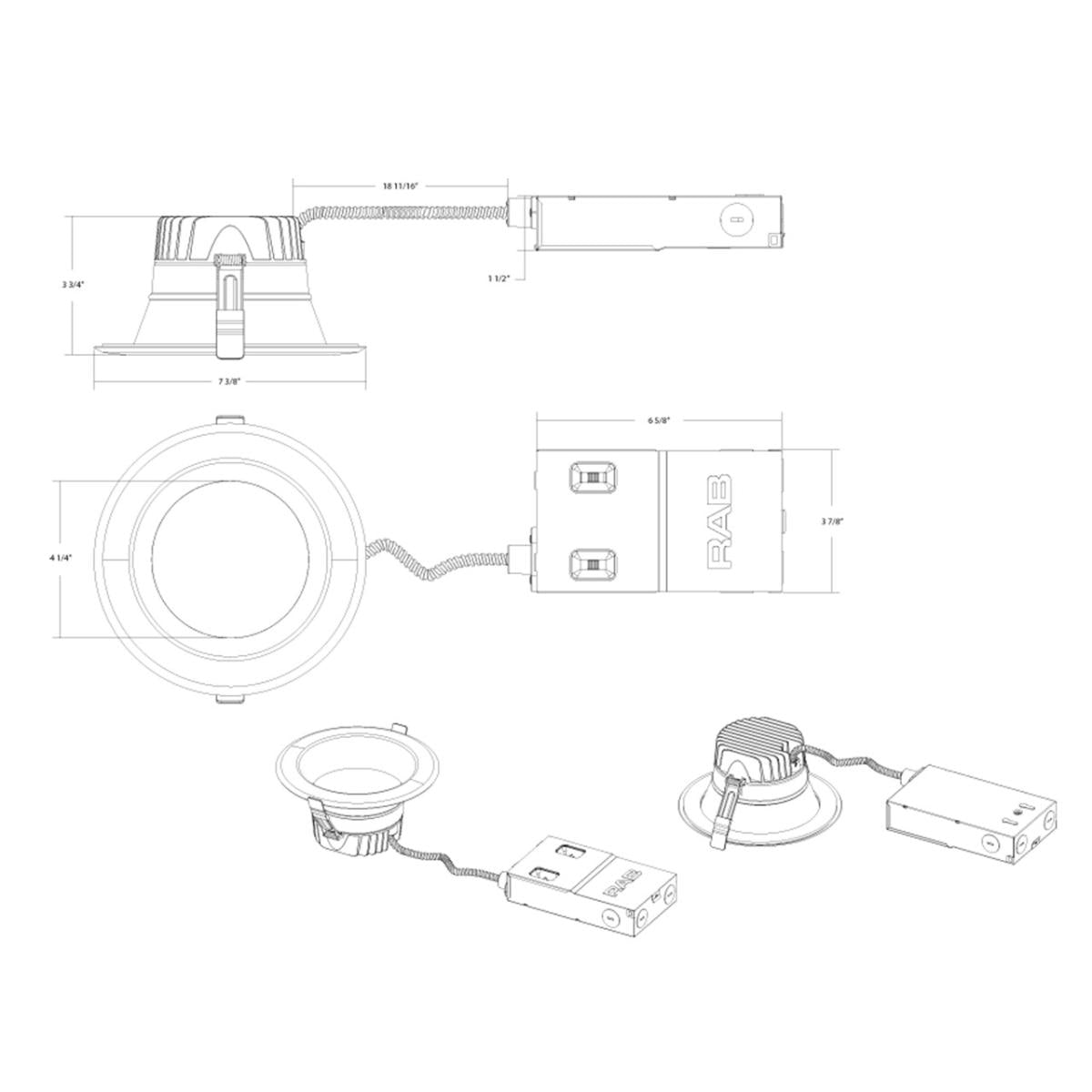 6" Commercial Downlight, 5000 Lumens, 32|43|55W, 2700K to 5000K, 0-10V, 120-277V