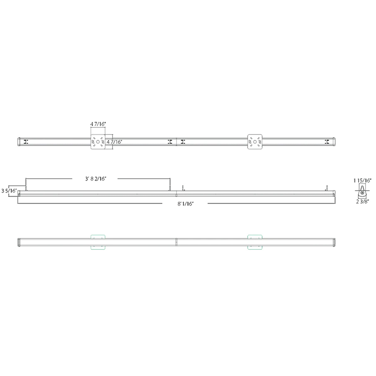 8ft LED Strip Light Fixture, 13500 Lumens, 42/64/88 Watts, 35K/40K/50K, 120-277V - Bees Lighting