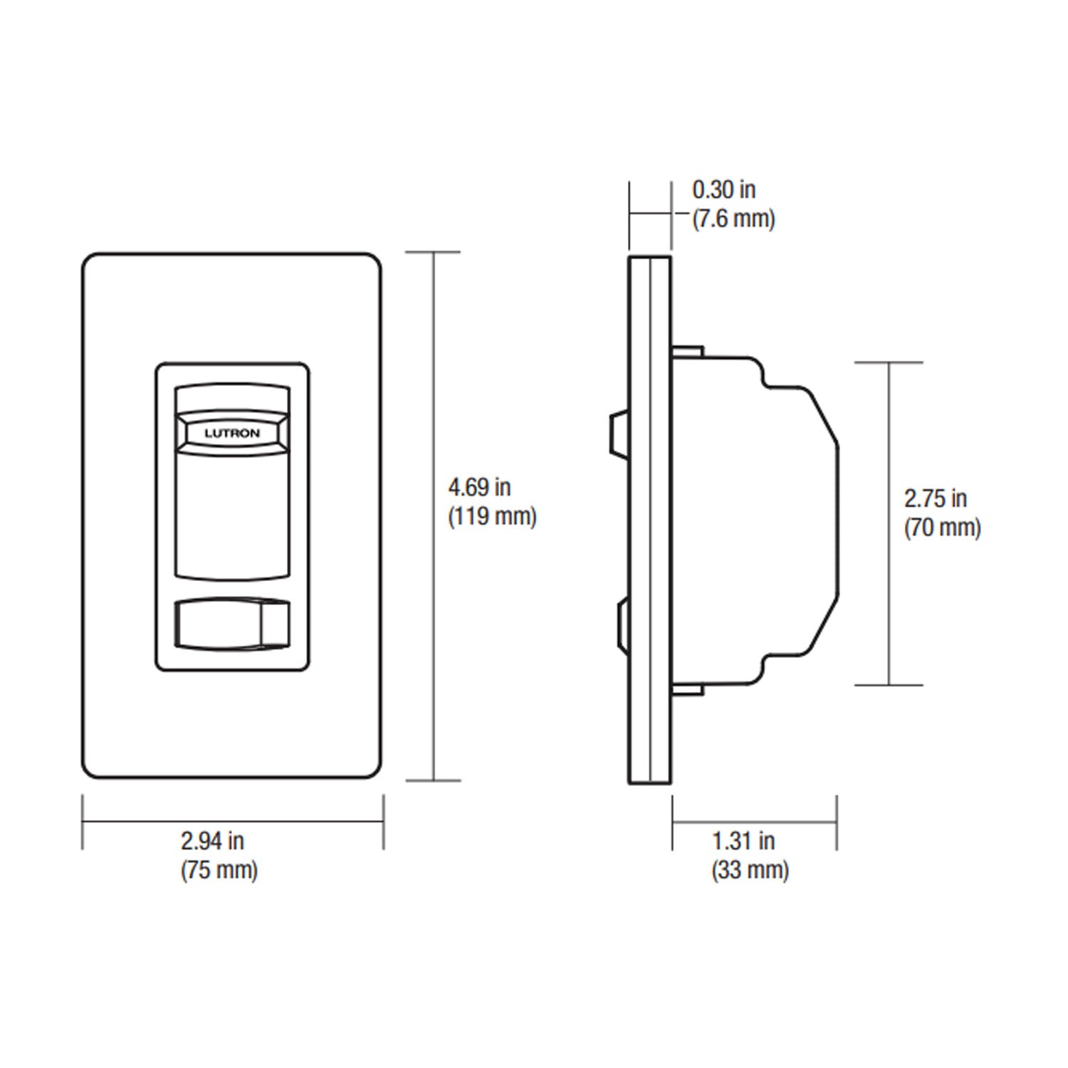 Skylark Contour Slide Dimmer Switch ELV+, 300 Watts, Single Pole or 3-Way, Black