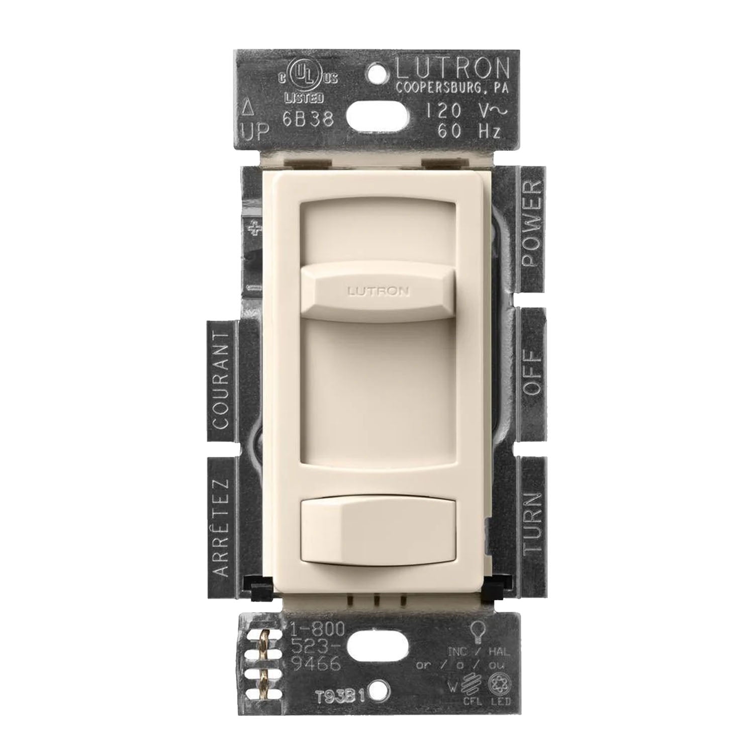 Skylark Contour Reverse-Phase ELV Dimmer, 3-Way, 250W LED/500W ELV, Neutral Required, Light Almond