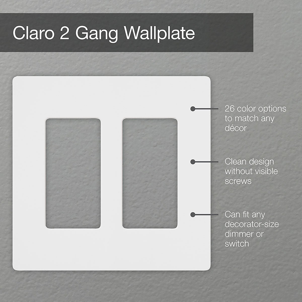 Claro 2-Gang Decorator Rocker Wall Plate Black