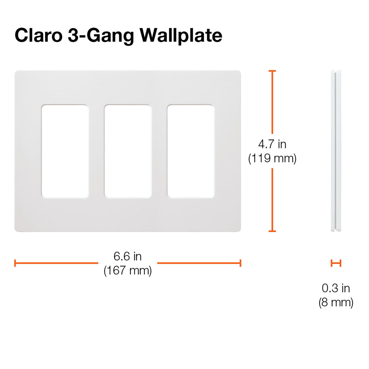 Claro 3-Gang Decorator Rocker Wall Plate Black