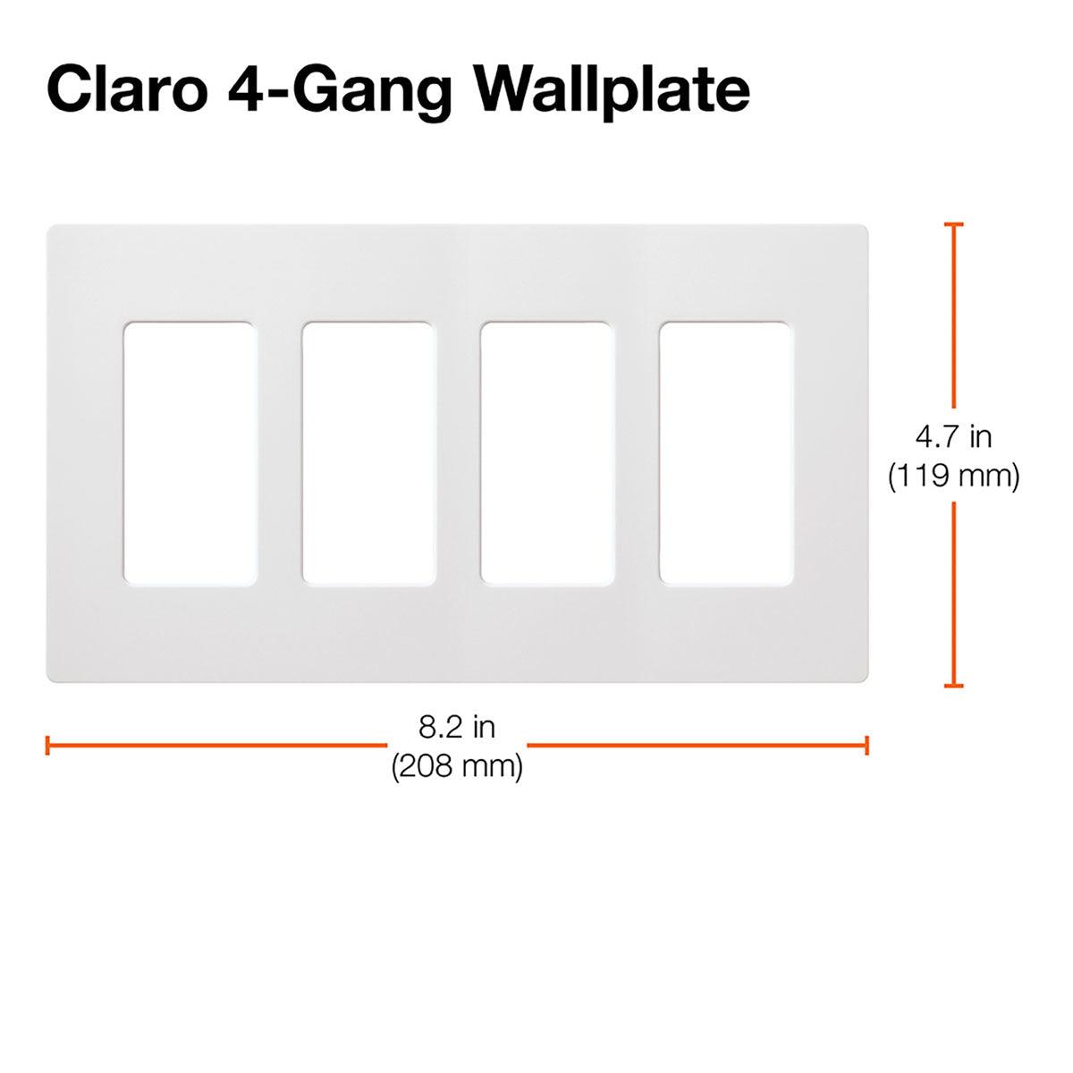 Claro 4-Gang Decorator Rocker Wall Plate, Black - Bees Lighting