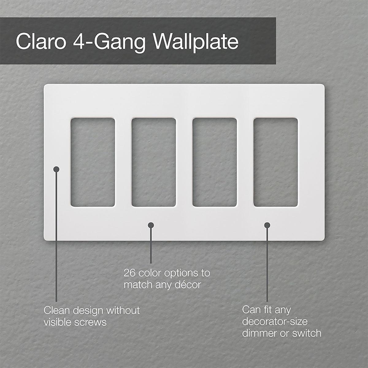 Claro 4-Gang Decorator Rocker Wall Plate White - Bees Lighting