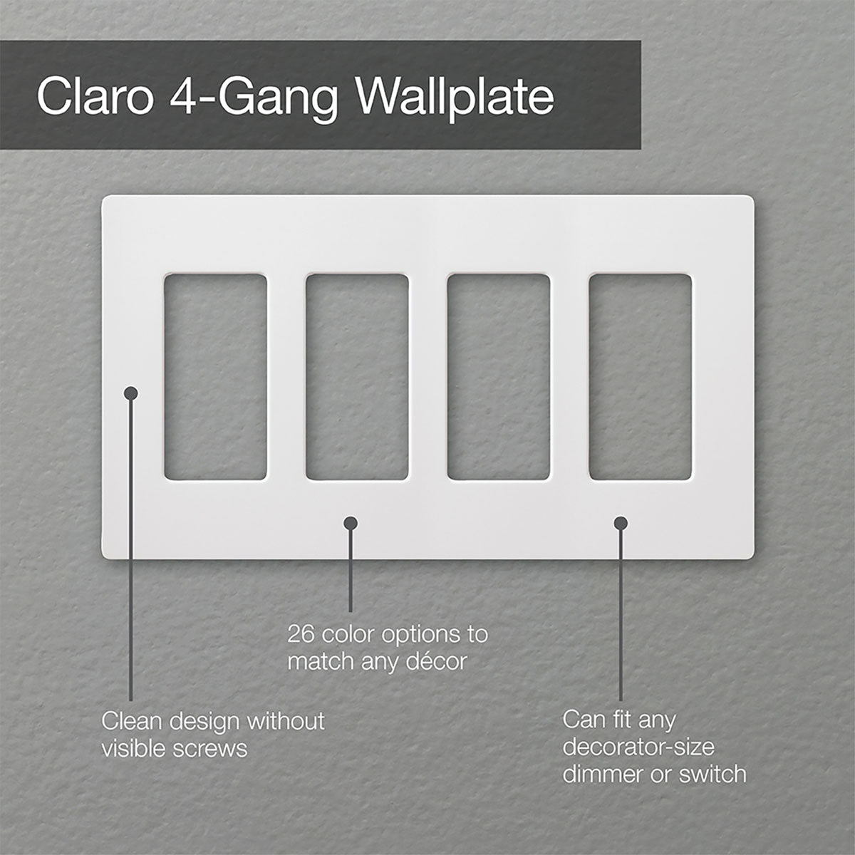 Claro 4-Gang Decorator Rocker Wall Plate, Light Almond