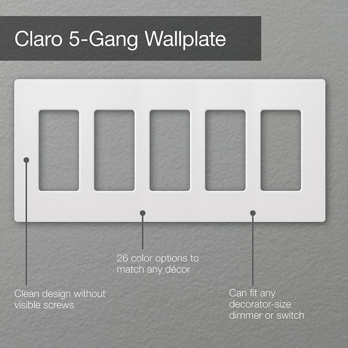 Claro 5-Gang Decorator Rocker Wall Plate White - Bees Lighting