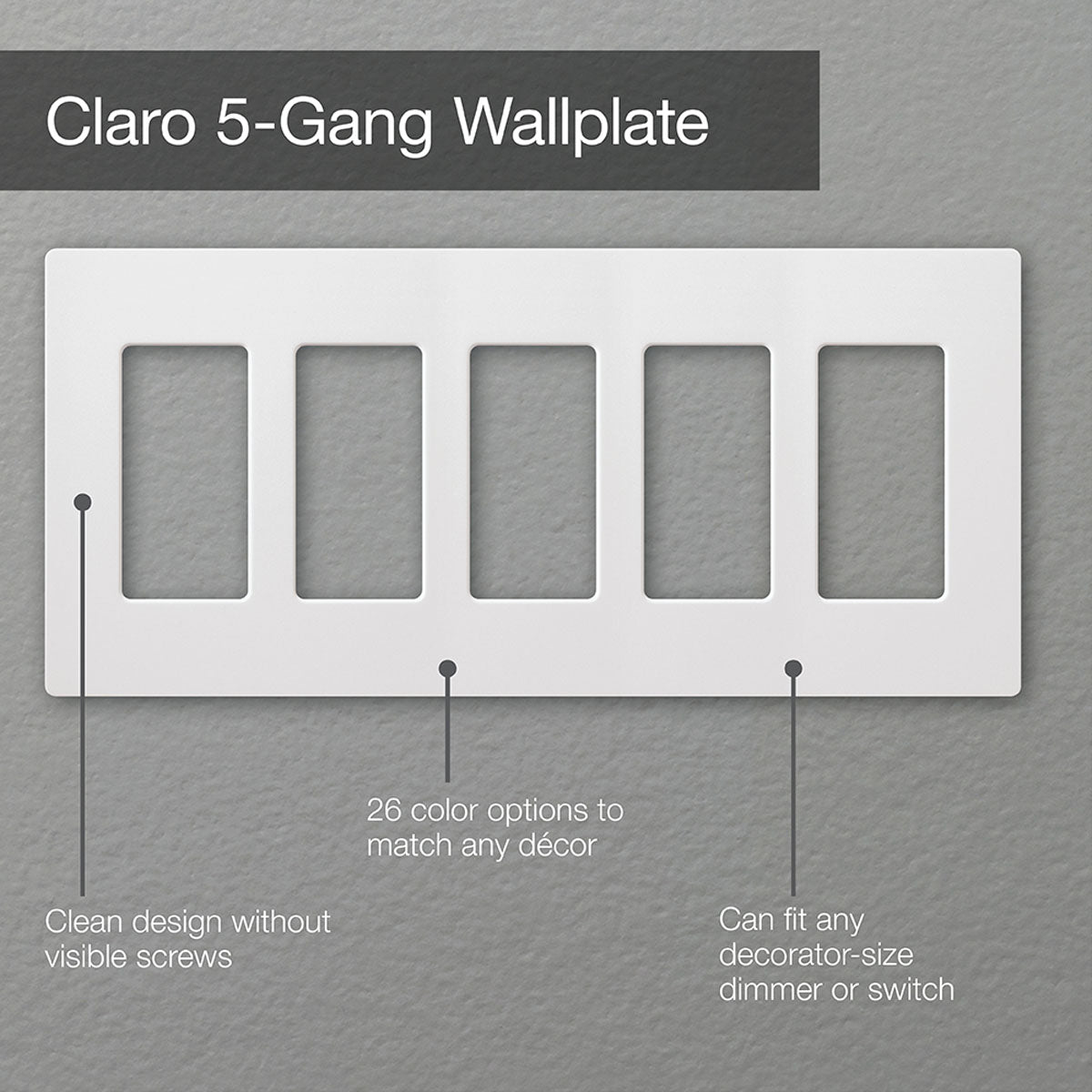 Claro 5-Gang Decorator Rocker Wall Plate Light Almond