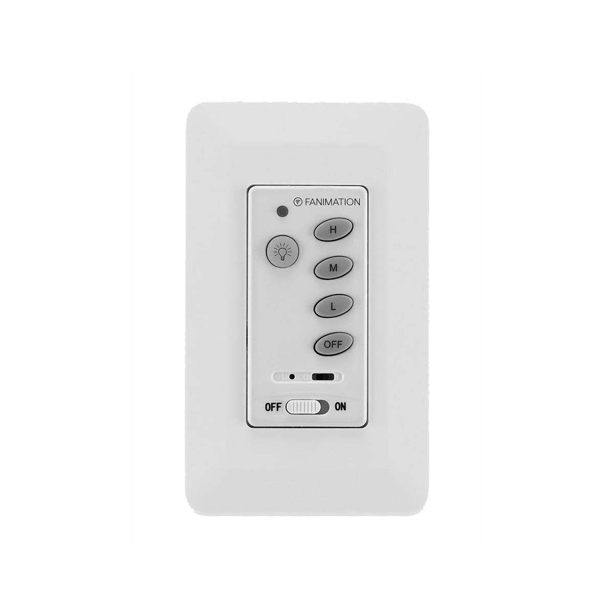 3-Speed AC Ceiling Fan and Light Wall Control with Receiver, Non-Reversing Switch, White Finish