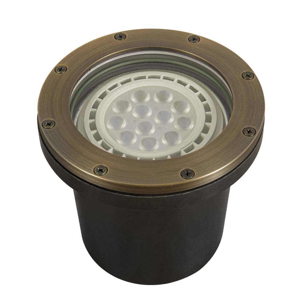 12V LED Landscape In-Ground Well Light Flat Face Brass - Bees Lighting