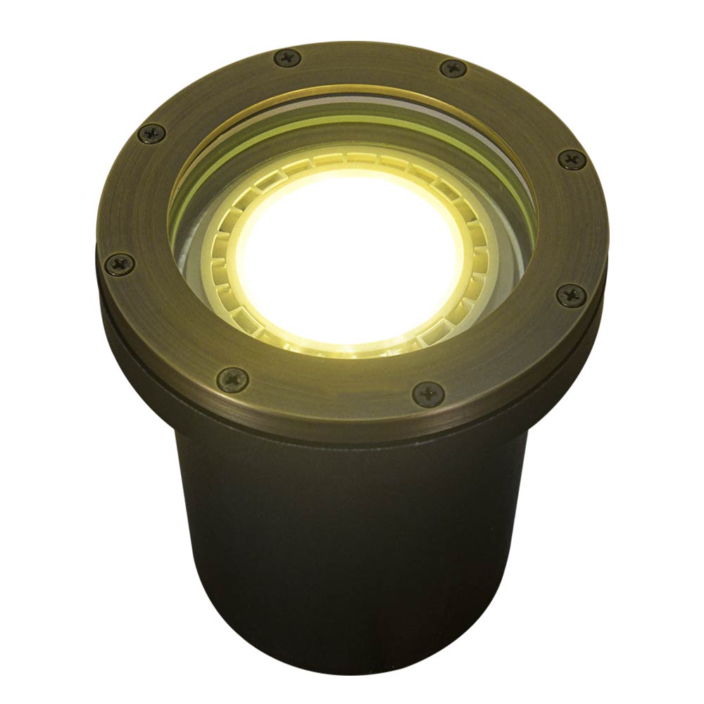 12V LED Landscape In-Ground Well Light Flat Face Brass - Bees Lighting