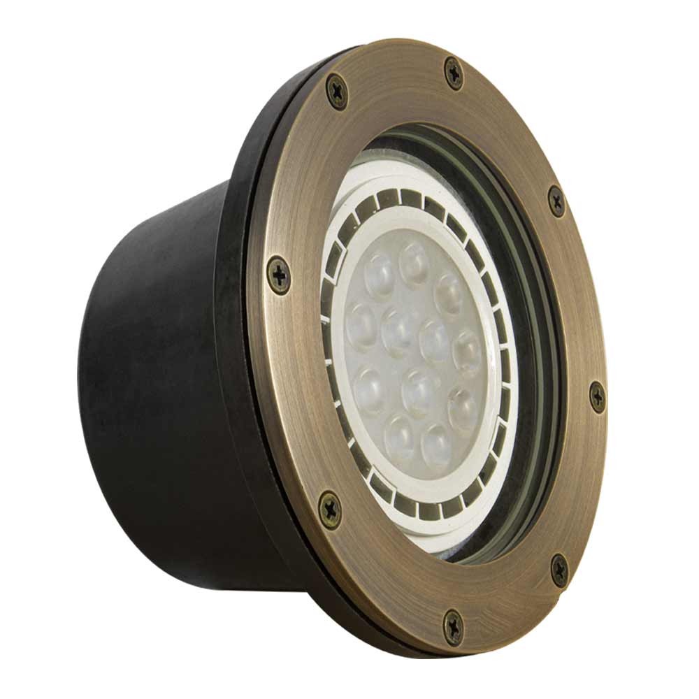 12V LED Landscape In-Ground Well Light Flat Face Brass - Bees Lighting