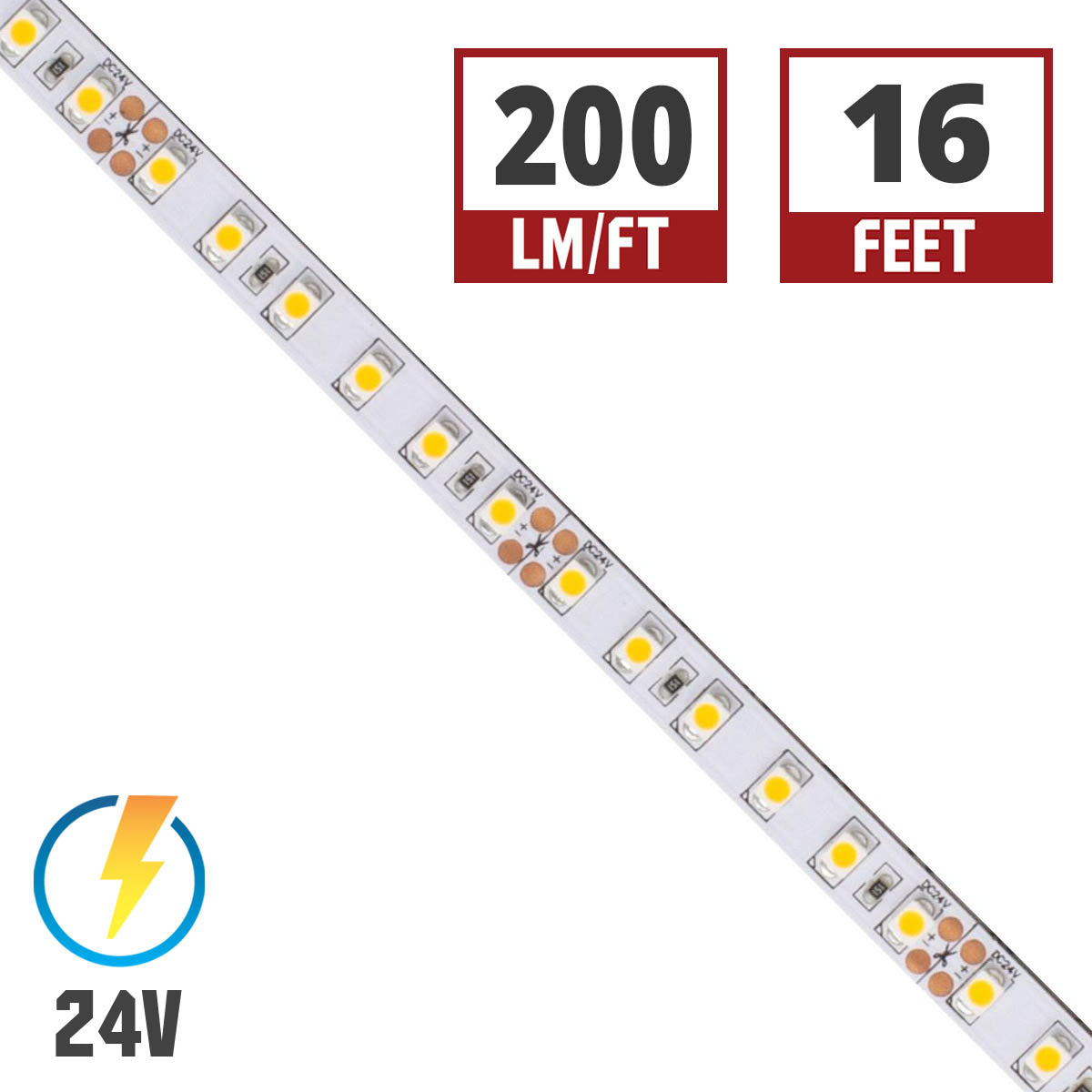 Diode LED DI-24V-BLBSC2-27-016 200 LED Tape Light, 24V, 2700K, 16.4 ft