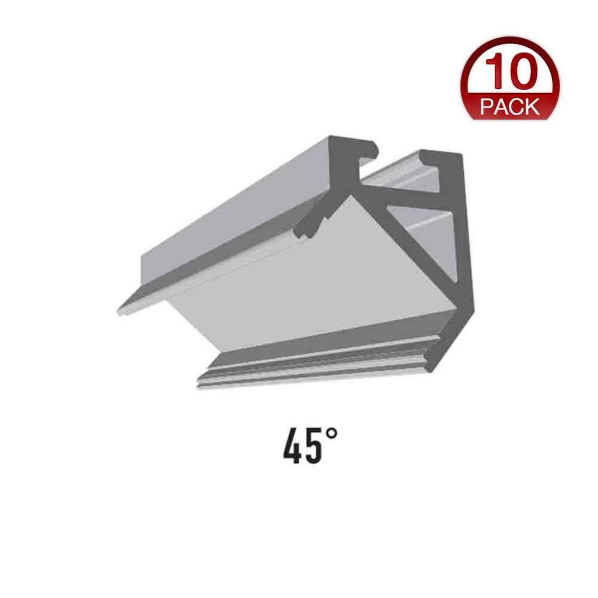 96in. Chromapath Builder, 45 degree LED channel, Corner, for Strips Up To 12mm, White, Pack of 10 - Bees Lighting
