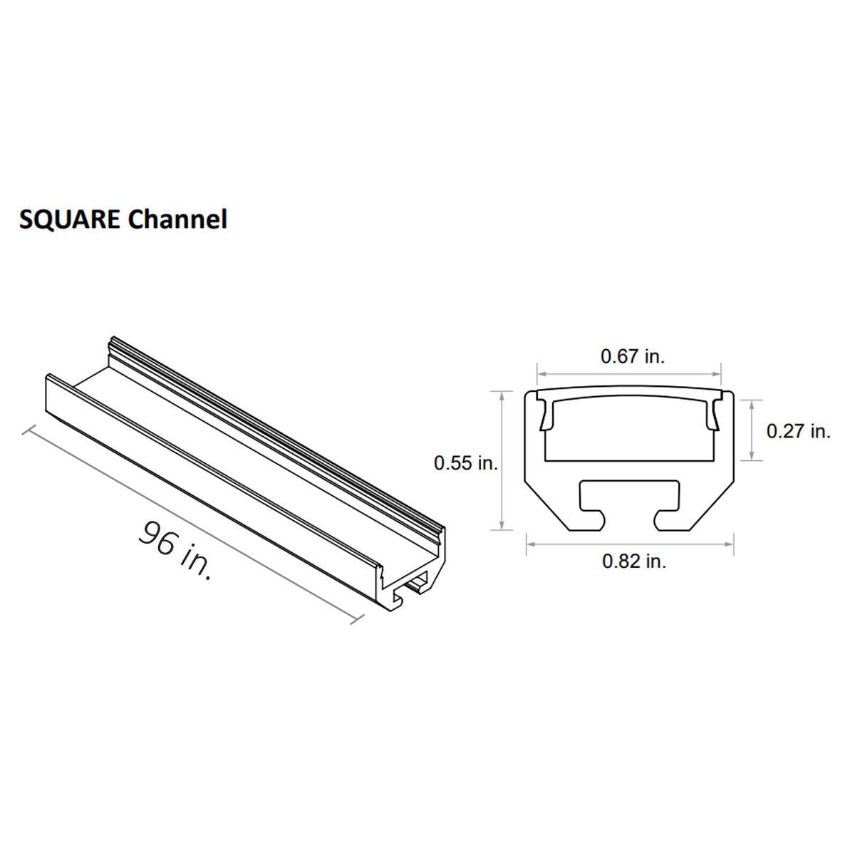 96in. Chromapath Builder, Square LED Aluminum Channels for 12mm strip lights, Pack of 10 - Bees Lighting