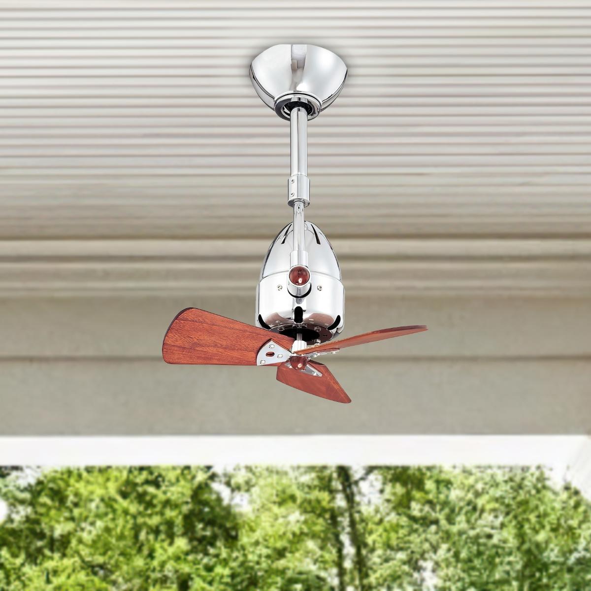 Diane 16 Inch Oscillating Directional Ceiling Fan, Polished Chrome with Barnwood Blades