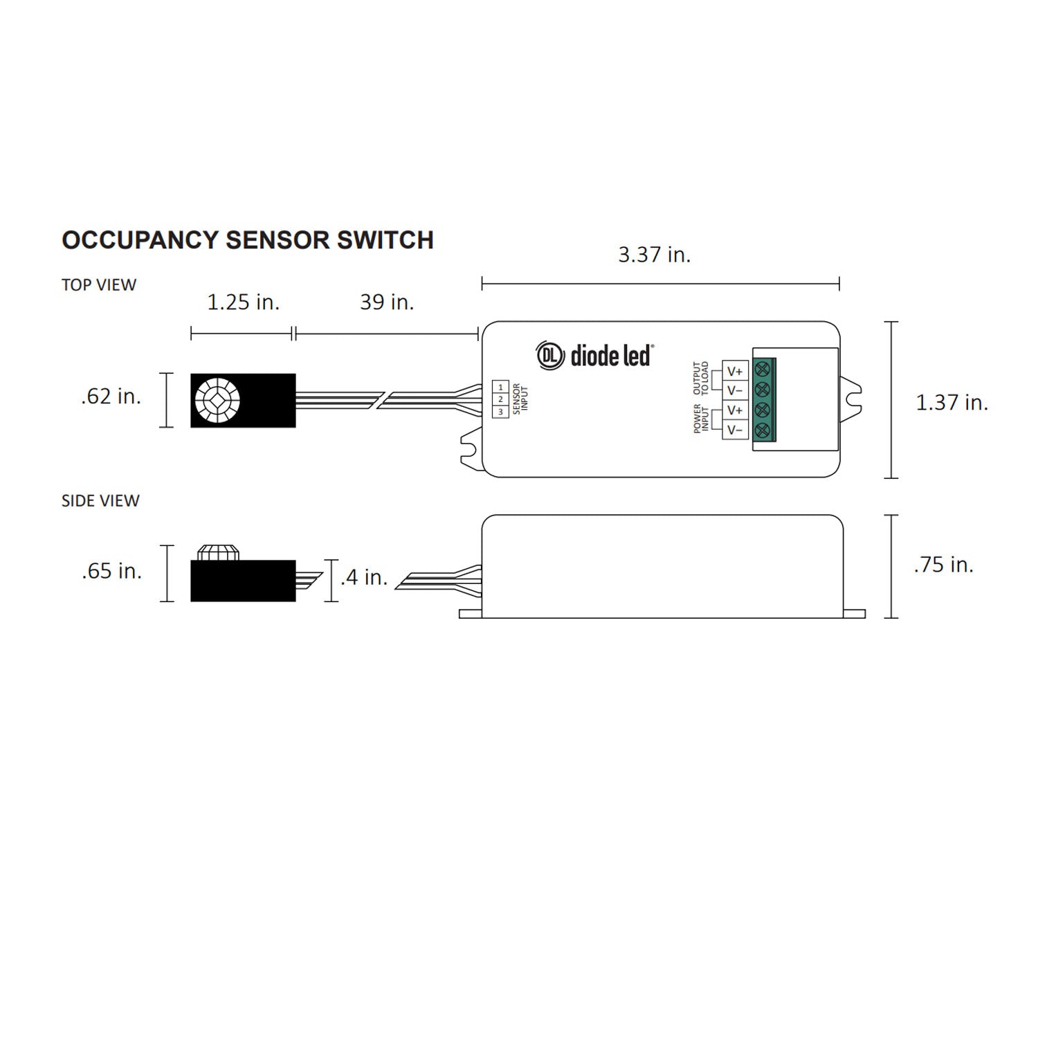 Occupancy Sensor Switch for 12-24V DC LED Tape lights and fixtures