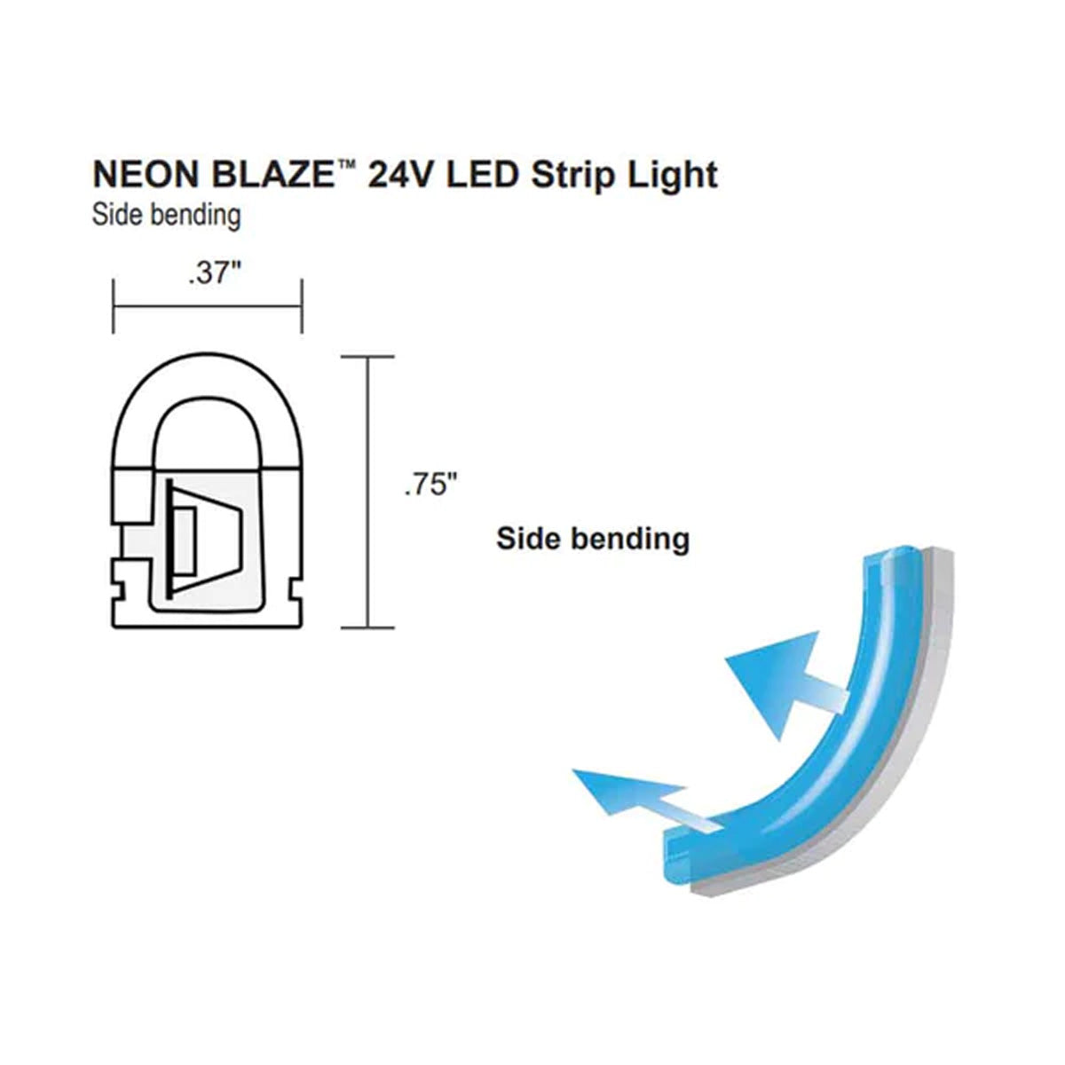 16ft Neon Blaze Flexible LED Lighting, 6300K, 24V, Side Bending