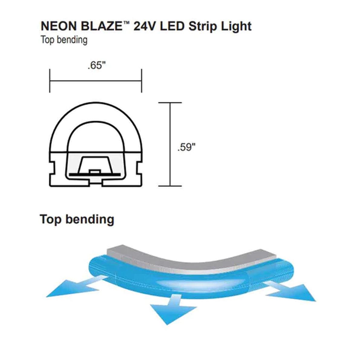 BLAZE Blue Neon LED Strip Light, 32 feet Reel, 24V, Top Bending - Bees Lighting