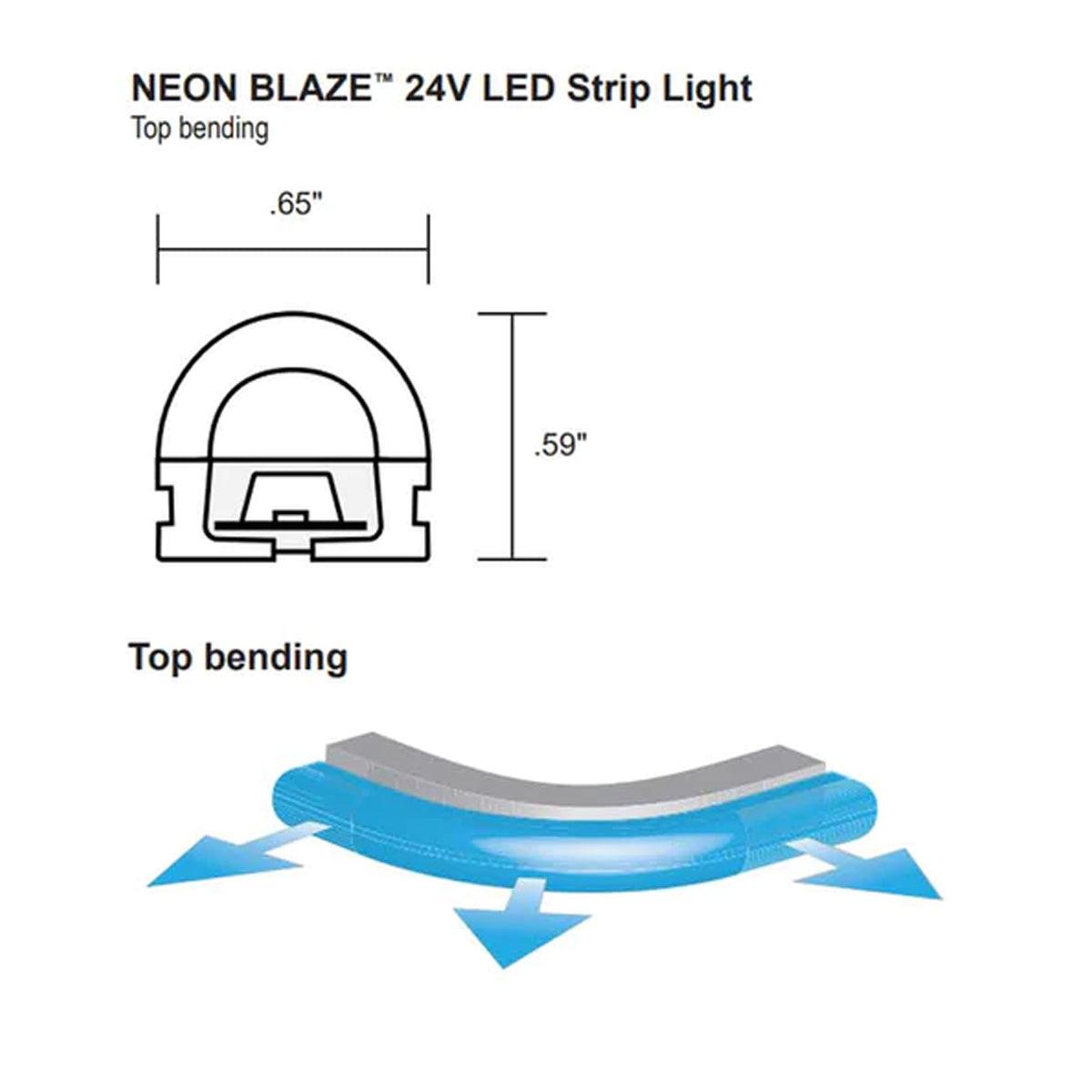 Neon BLAZE LED Neon Strip Light, 2700K, 32 feet Reel, 24V, Top Bending - Bees Lighting