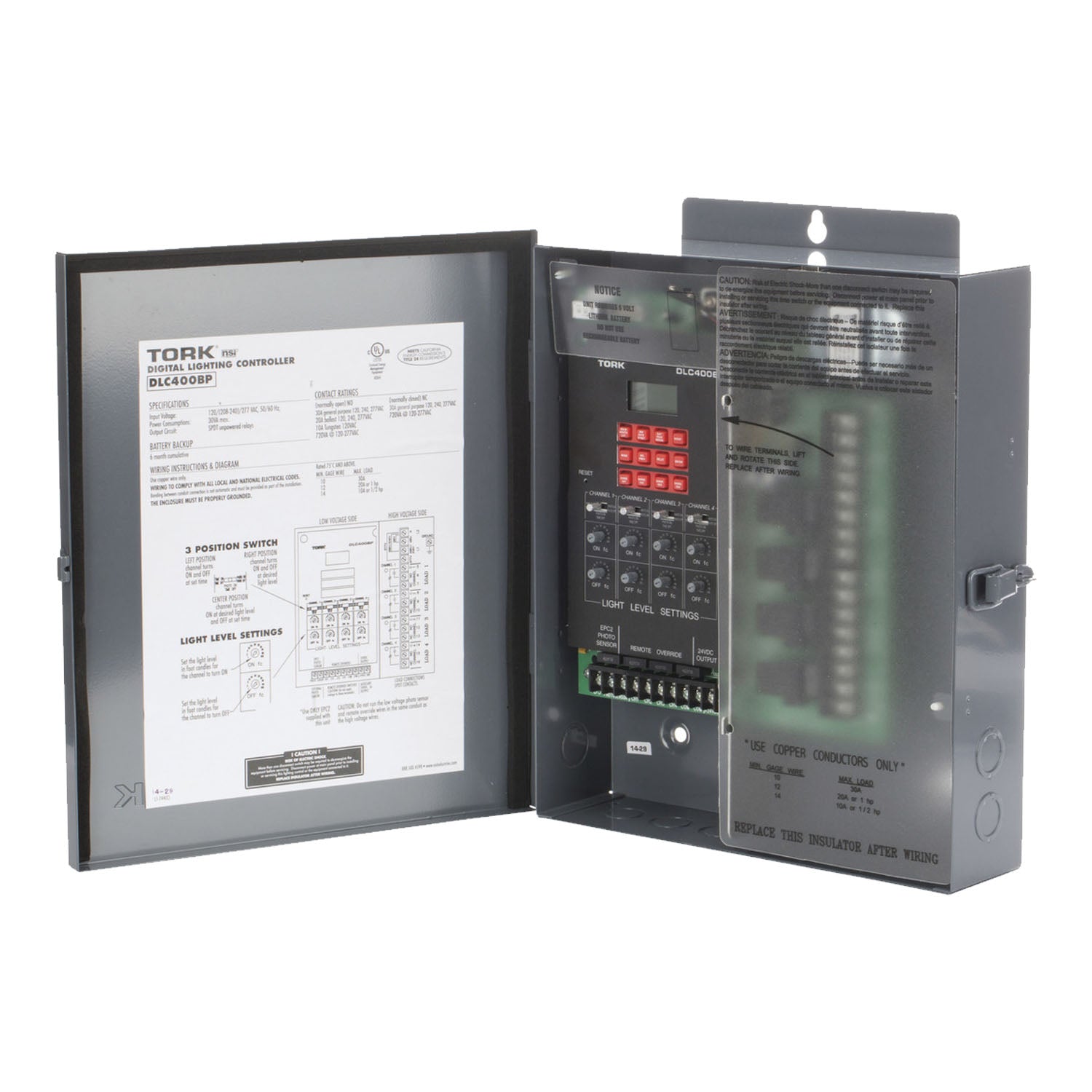 Tork 30-Amp 365-Day 4CH 120-277V SPDT Lighting Panel Astronomic Timer with Memory Module Photosensor & Inputs