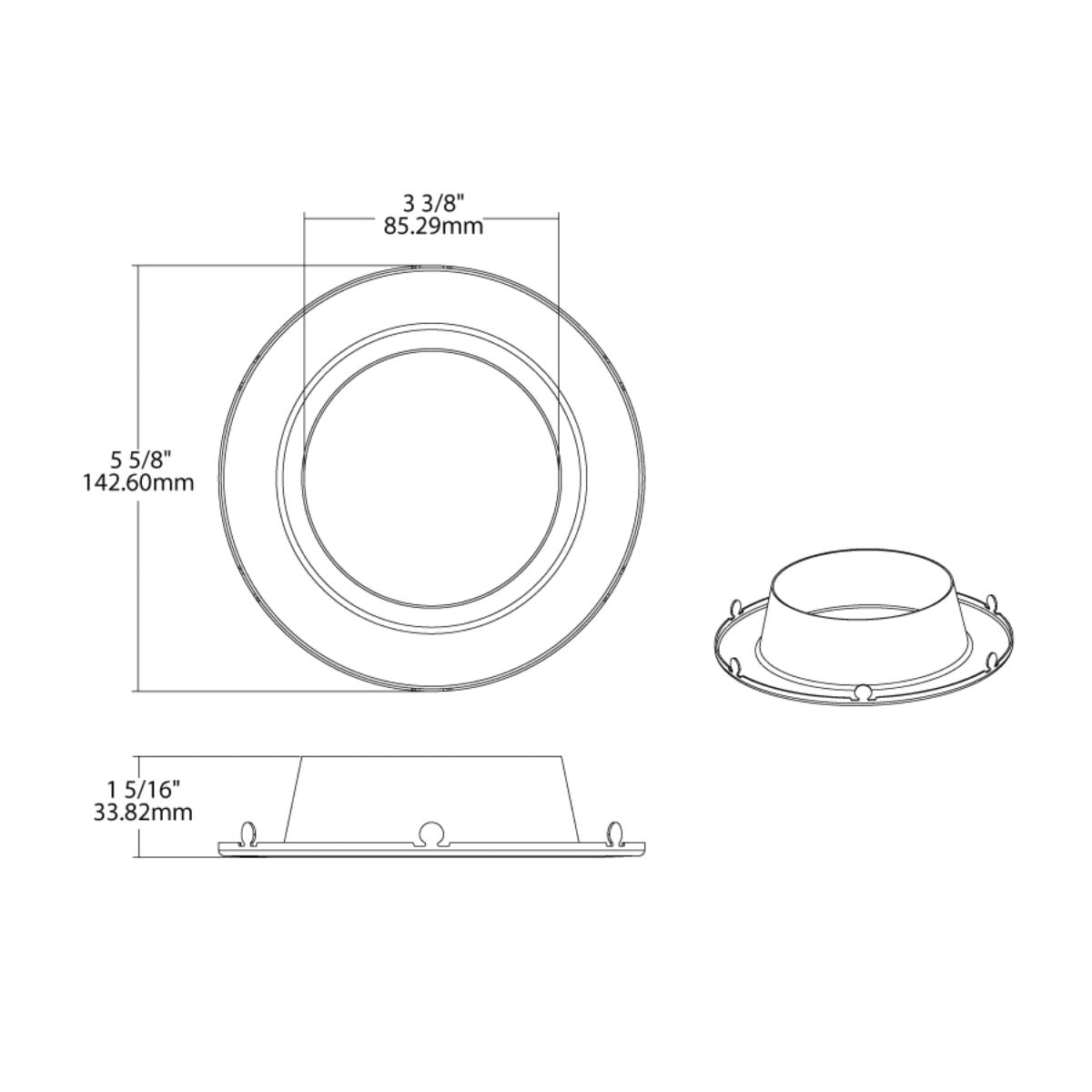 4" Round Trim for Commercial Downlights, Smooth Brushed Nickel Finish - Bees Lighting