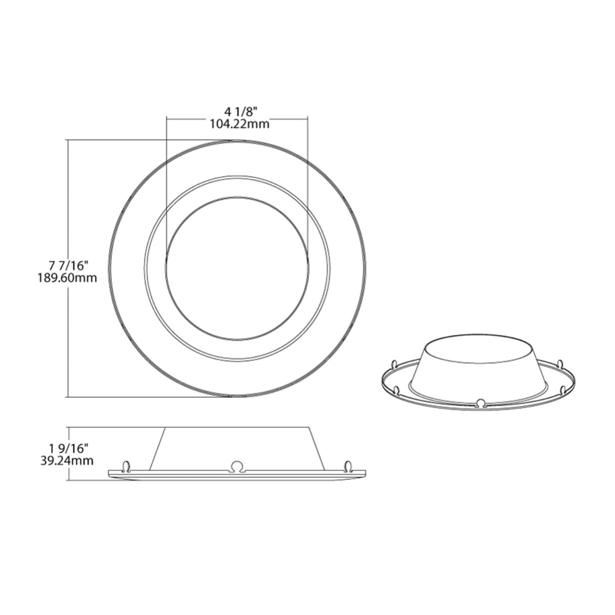 6" Round Trim for Commercial Downlights, Smooth Brushed Nickel Finish - Bees Lighting