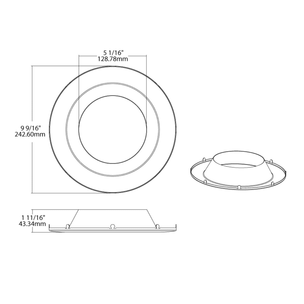 8" Round Trim for Commercial Downlights, Smooth Brushed Nickel Finish - Bees Lighting