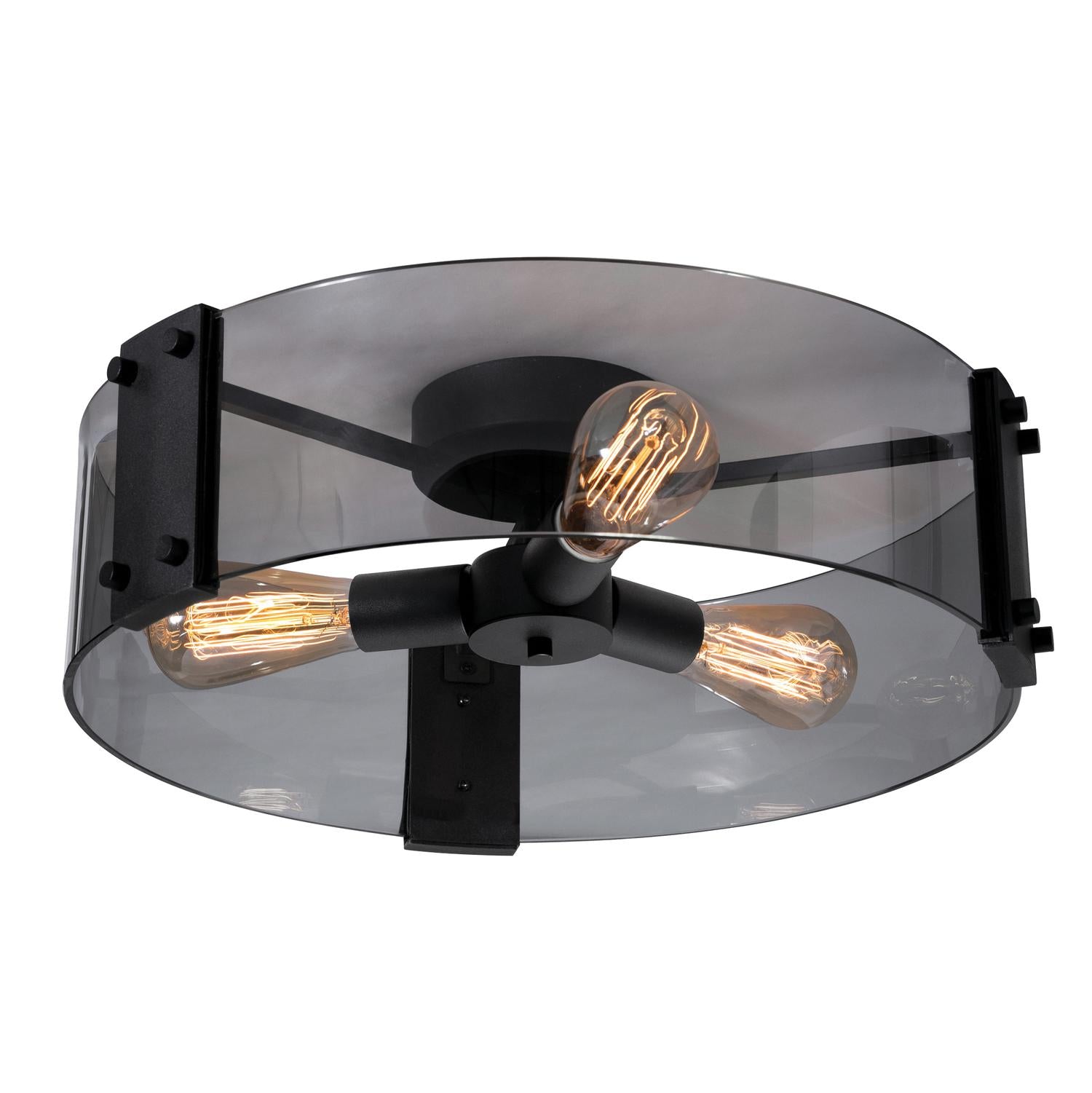 Dana 10'' 3-Light Semi Flush Mount Light, Black Finish