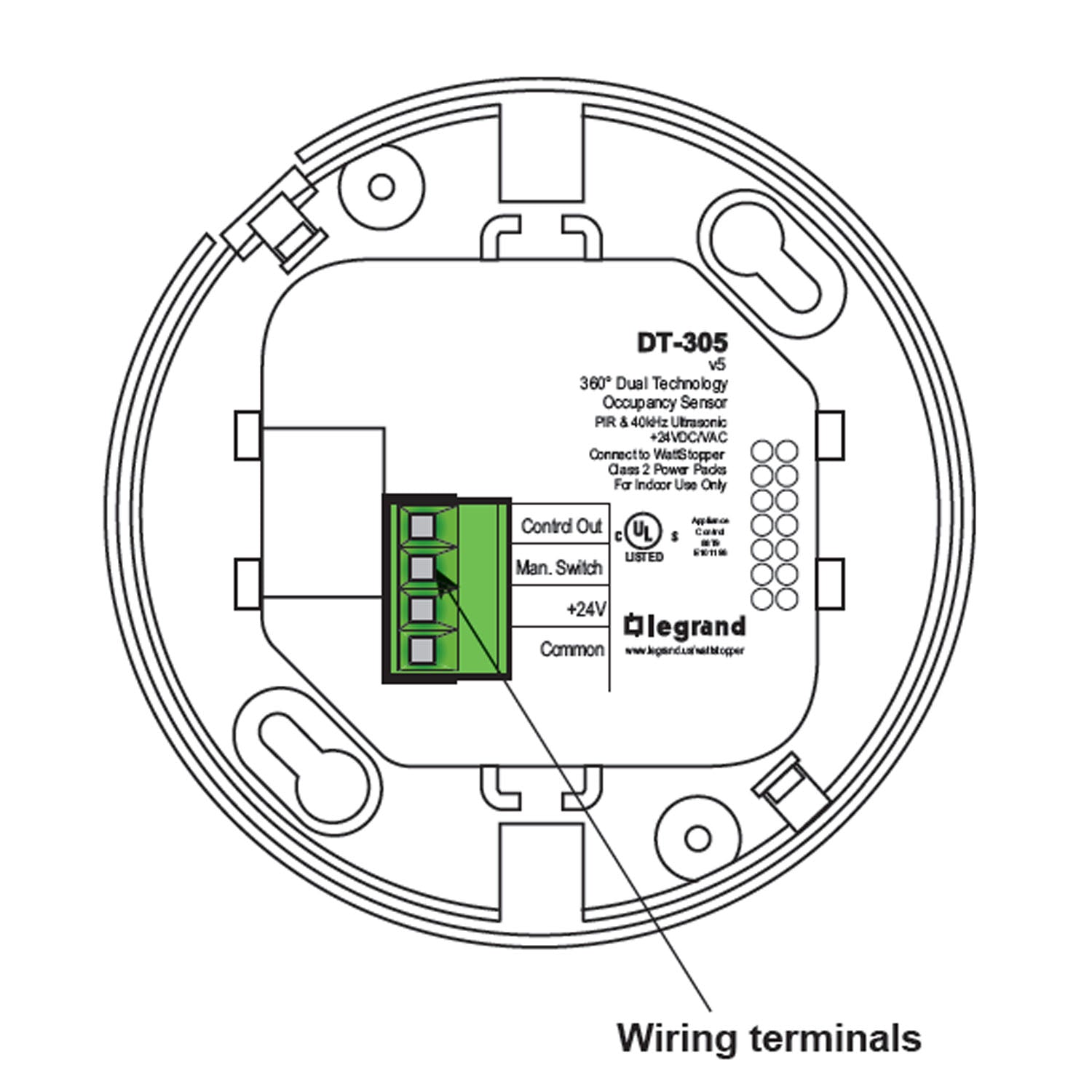 Dual Technology PIR/Ultrasonic Ceiling Occupancy Sensor, 24V, White