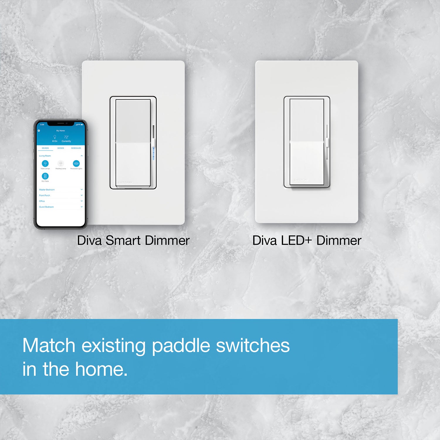 Caseta Diva Smart Dimmer Switch, 150-Watt LED, 3-Way/Multi-Location, Light Almond