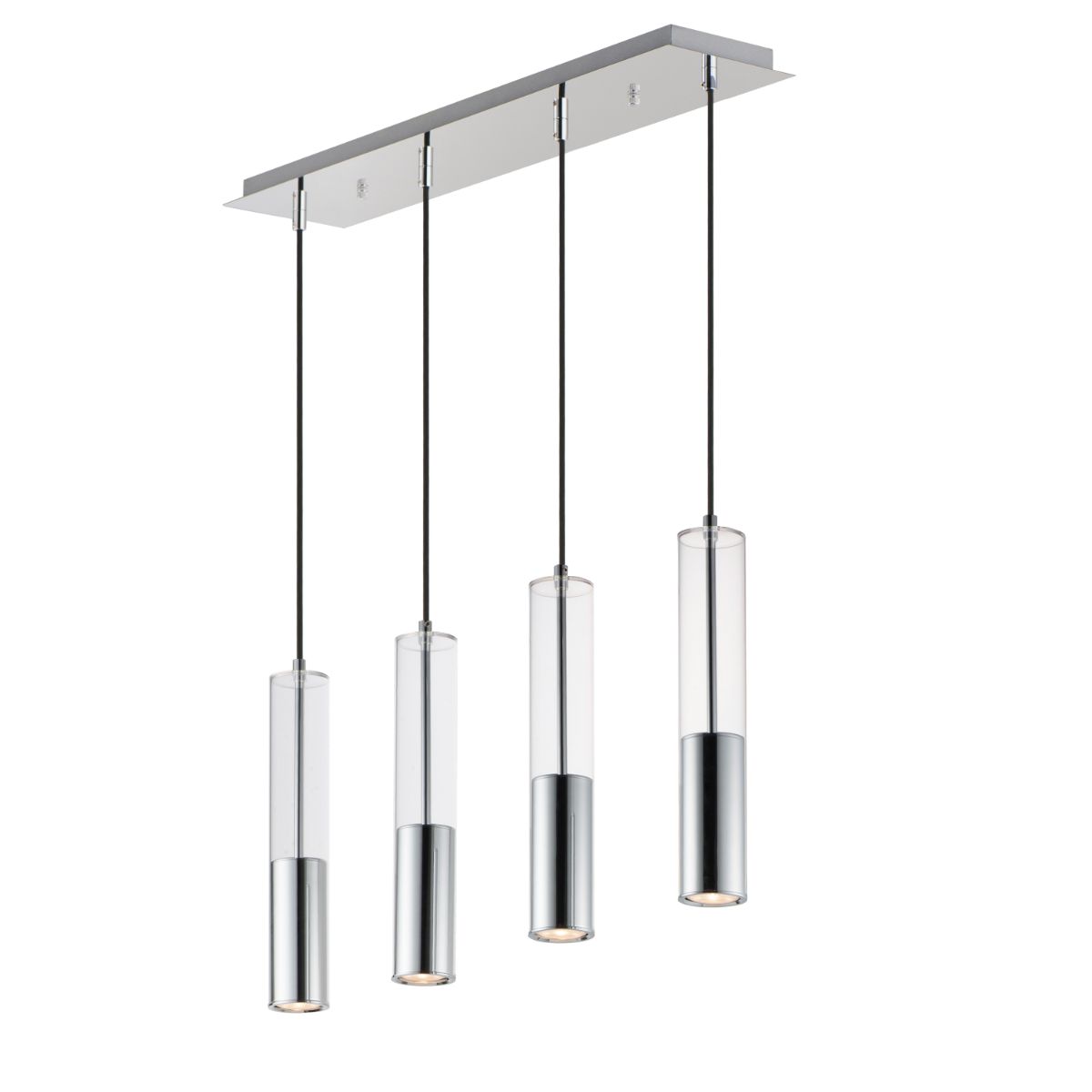 Torch 28 in. 4 Lights LED Pendant Light Polished Chrome Finish