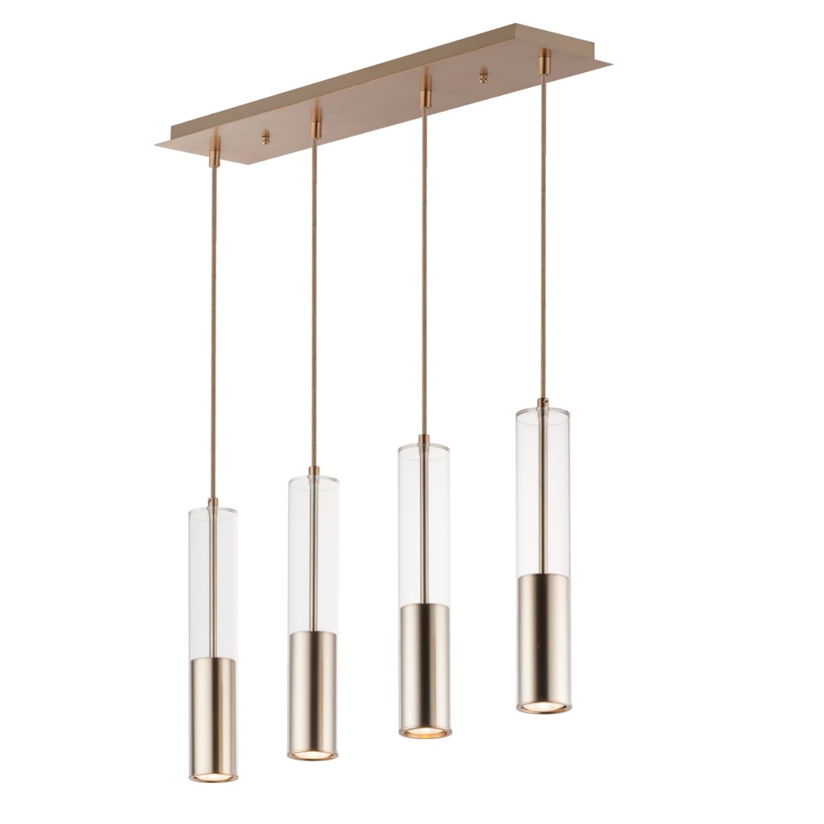 Torch 28 in. 4 Lights LED Pendant Light Satin Brass Finish - Bees Lighting