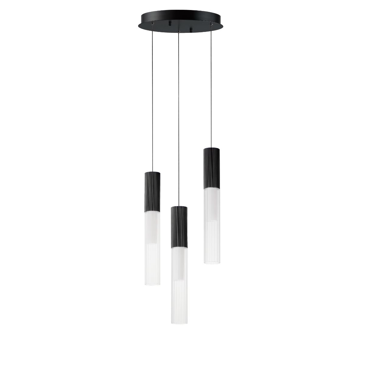 Reeds 12 in. 3 Lights LED Pendant Light Black Finish - Bees Lighting