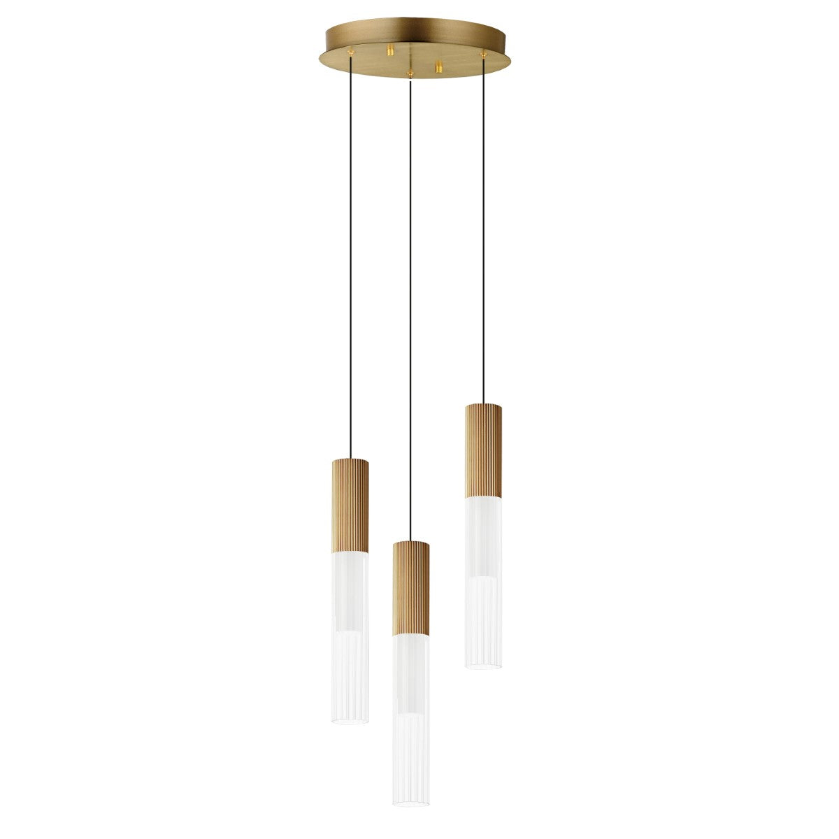 Reeds 12 in.3 Lights LED Pendant Light Gold Finish - Bees Lighting