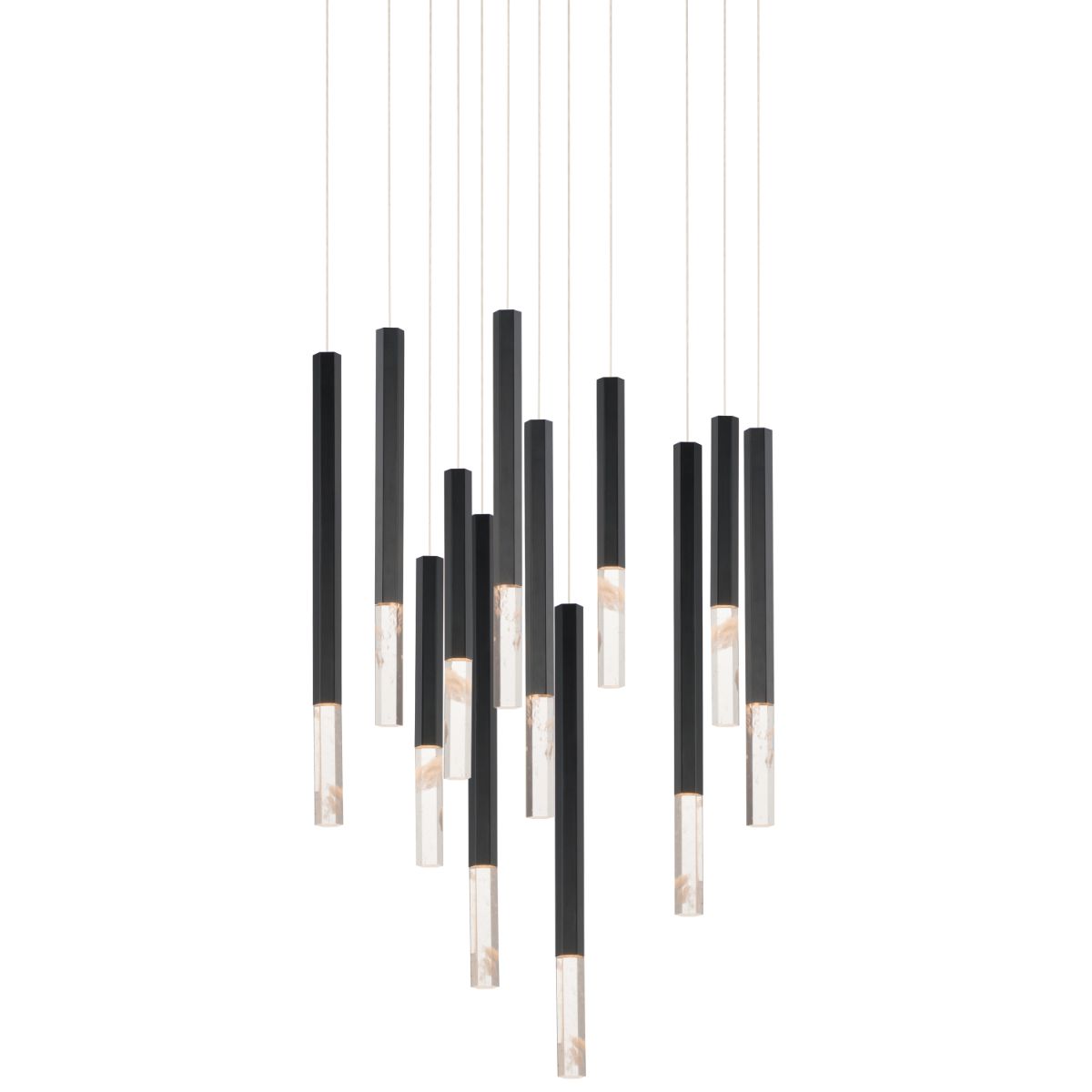 Diaphane 28 in. 12 Lights LED Pendant Light Black Finish - Bees Lighting