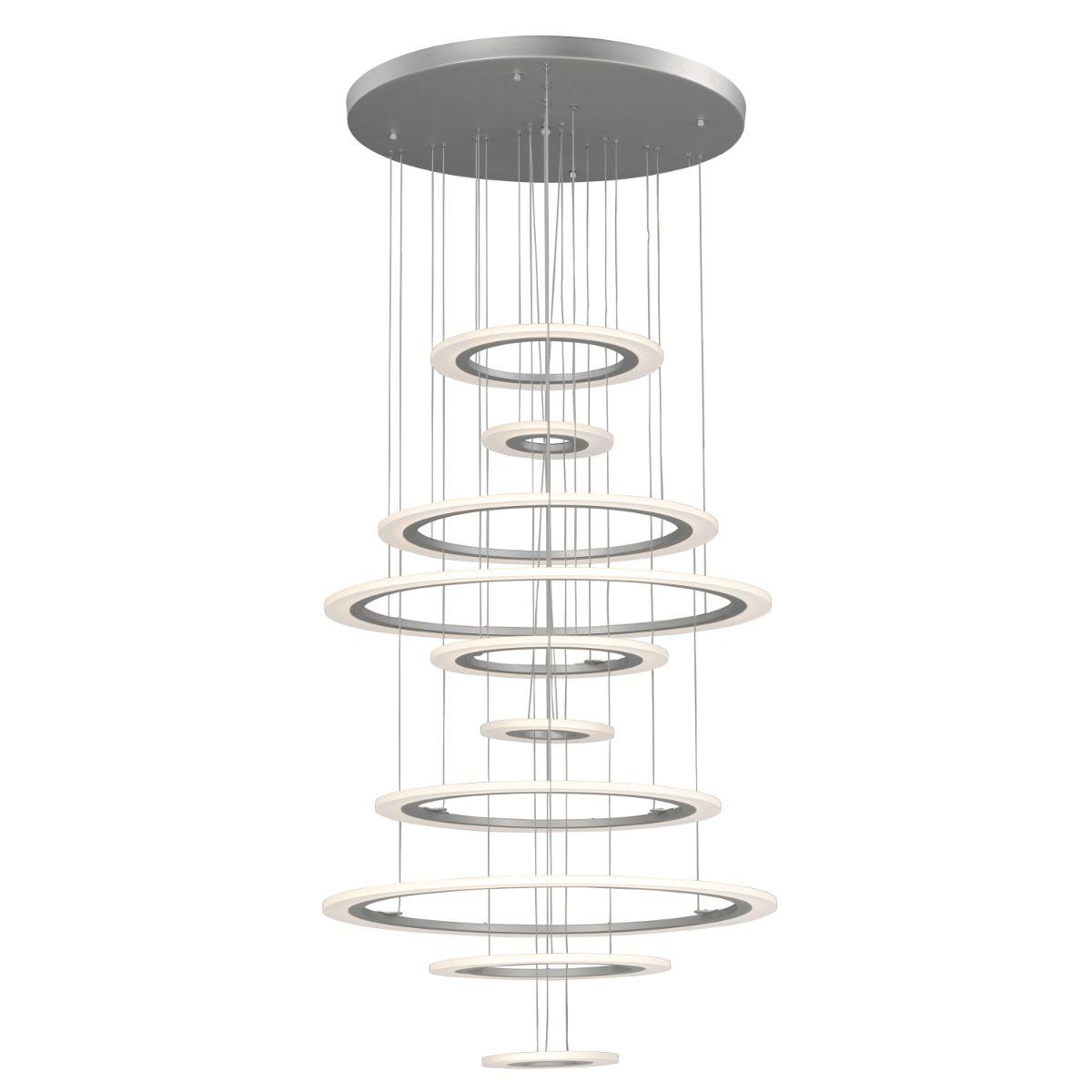 Saturn II 30 in. 10 Lights LED Pendant Light Silver Finish - Bees Lighting