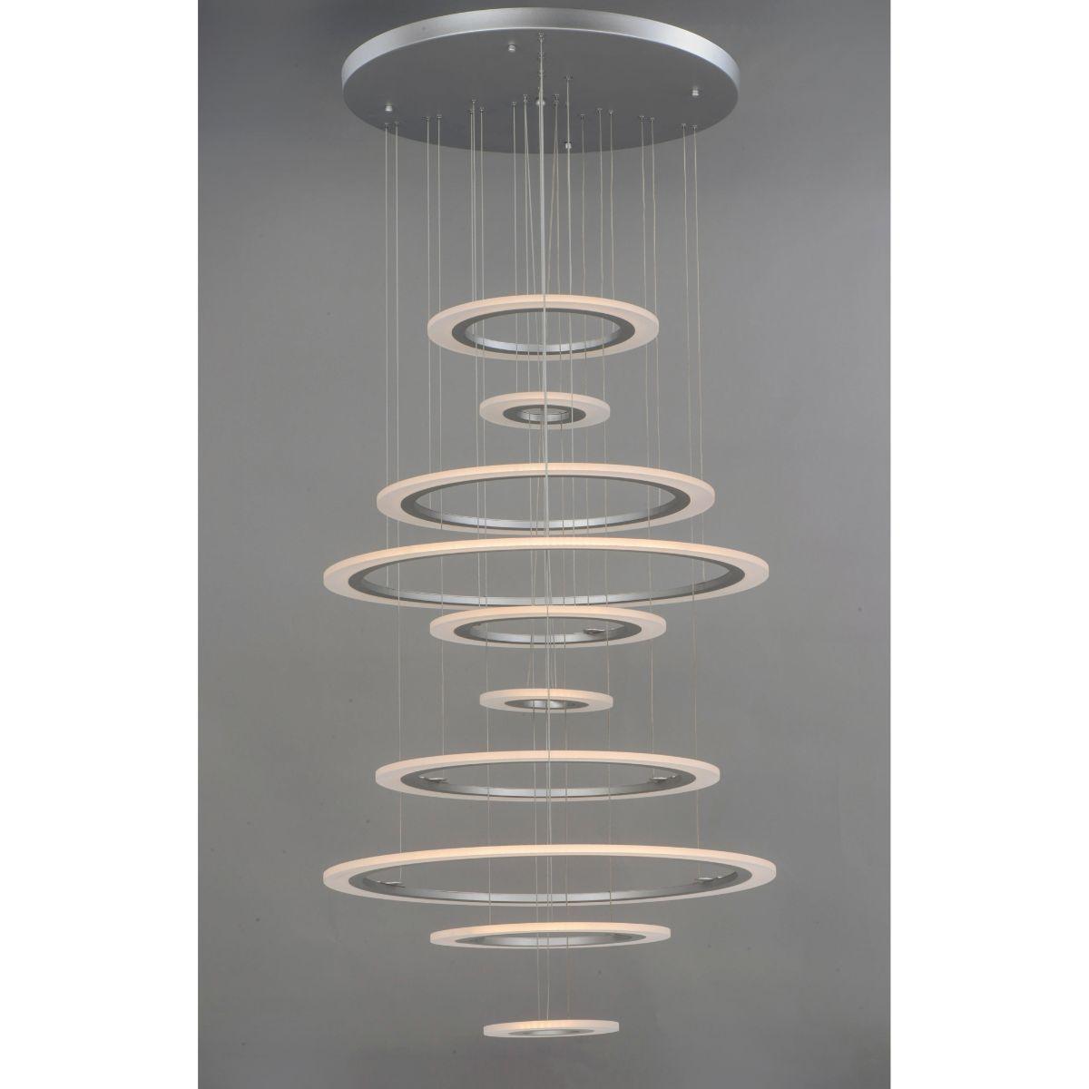 Saturn II 30 in. 10 Lights LED Pendant Light Silver Finish - Bees Lighting