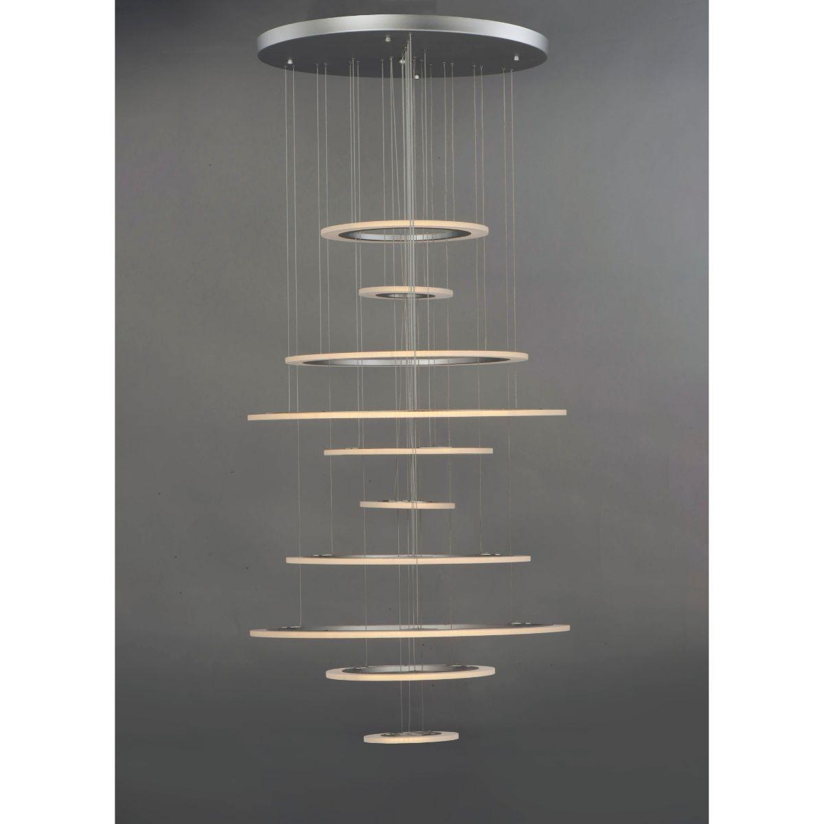 Saturn II 30 in. 10 Lights LED Pendant Light Silver Finish - Bees Lighting