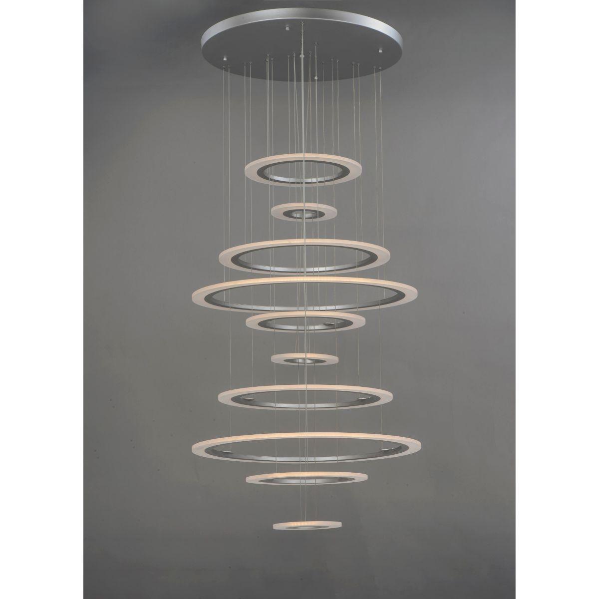 Saturn II 30 in. 10 Lights LED Pendant Light Silver Finish - Bees Lighting