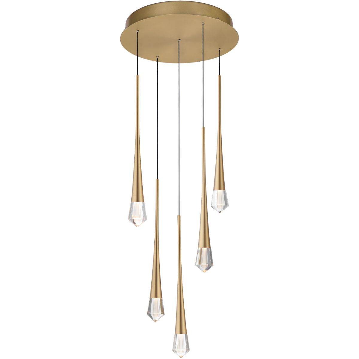 Pierce 13 in. 5 Lights LED Pendant Light Gold finish - Bees Lighting