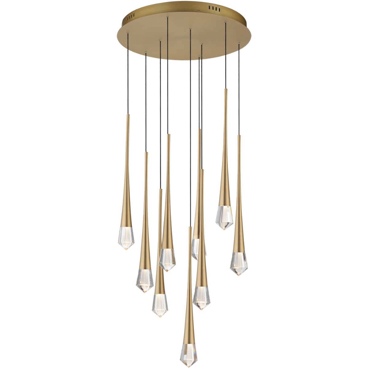 Pierce 19 in. 9 Lights LED Pendant Light Gold finish - Bees Lighting