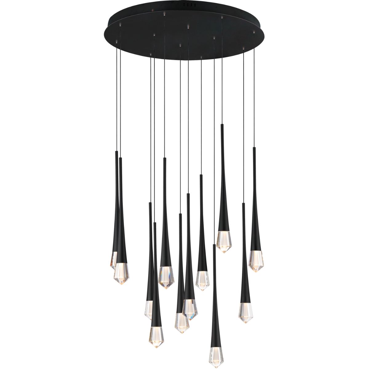 Pierce 25 in. 12 Lights LED Pendant Light Black finish - Bees Lighting