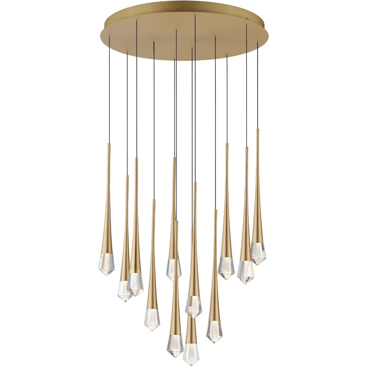 Pierce 25 in. 12 Lights LED Pendant Light Gold finish - Bees Lighting