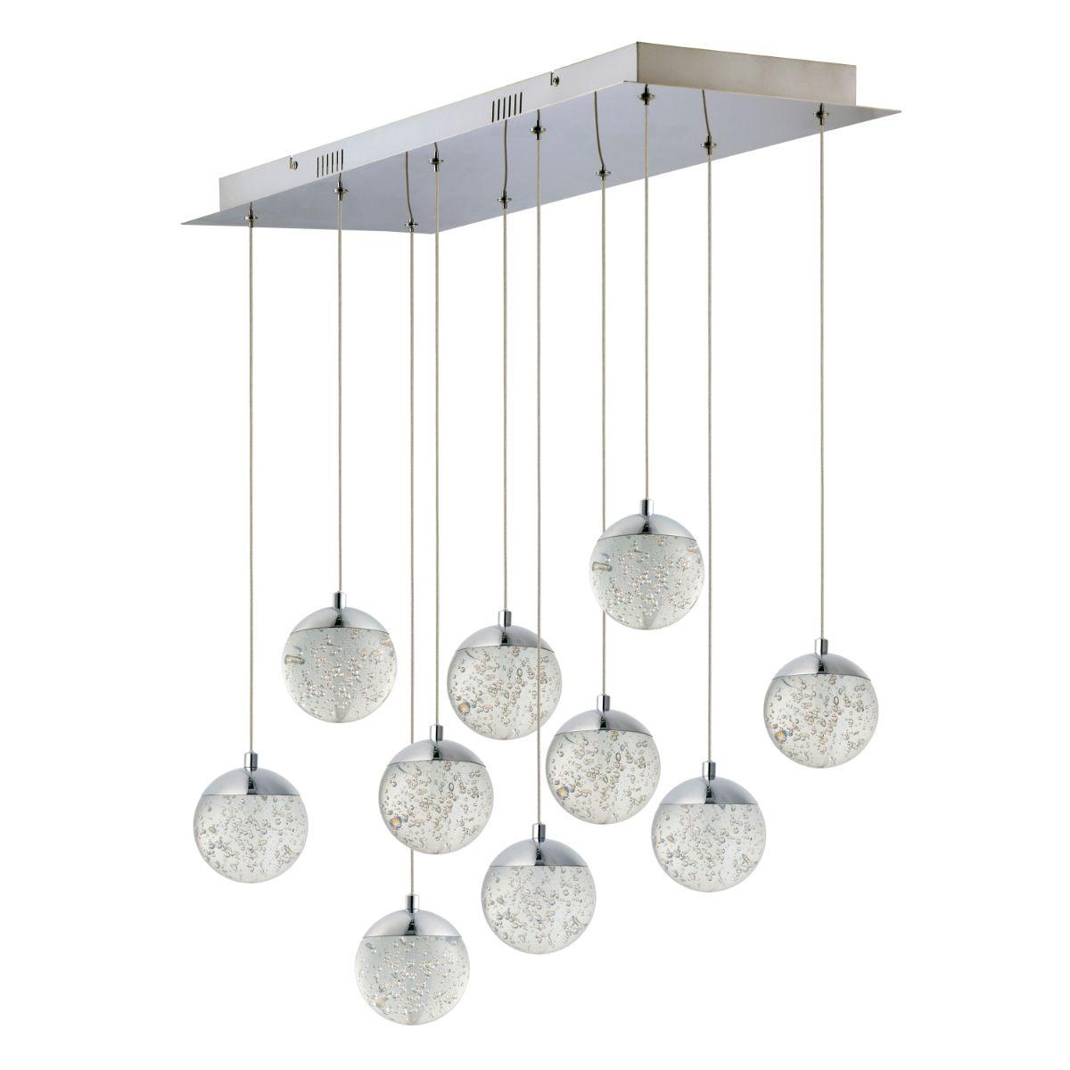 Orb II 34 in. 10 Lights LED Pendant Light Chrome finish - Bees Lighting