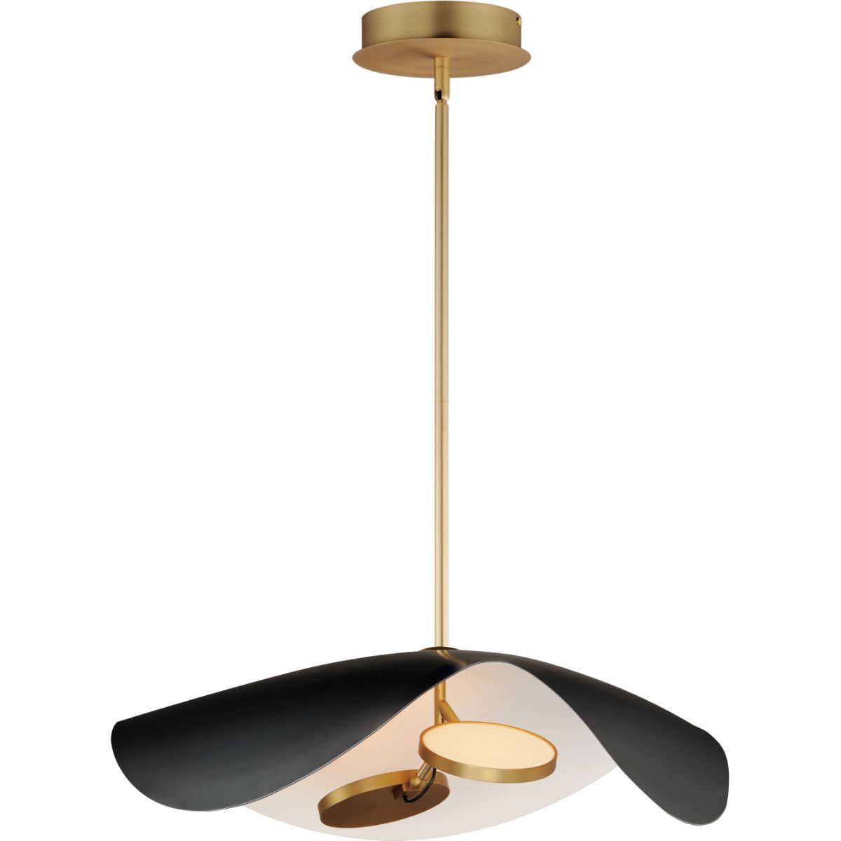 Carmen 24 in. 2 Lights LED Pendant Light Black finish with Satin Brass Hardware - Bees Lighting