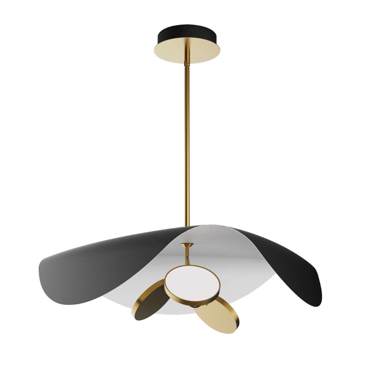 Carmen 32 in. 3 Lights LED Pendant Light Black finish with Satin Brass Hardware - Bees Lighting