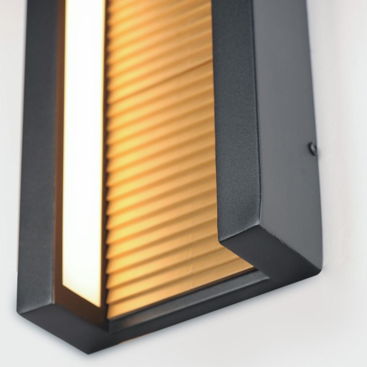 Alcove 14 in. LED Outdoor Wall Sconce 3000K Black & Gold Finish - Bees Lighting