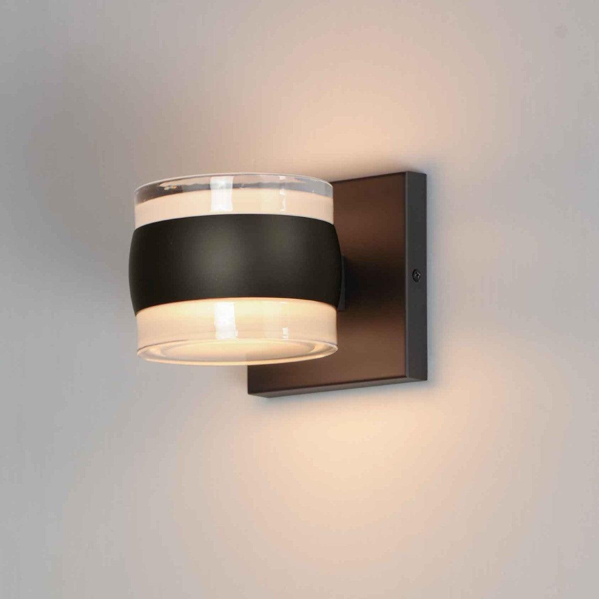 Modular 5 in. Cylinder LED Outdoor Wall Sconce 3000K Black Finish - Bees Lighting