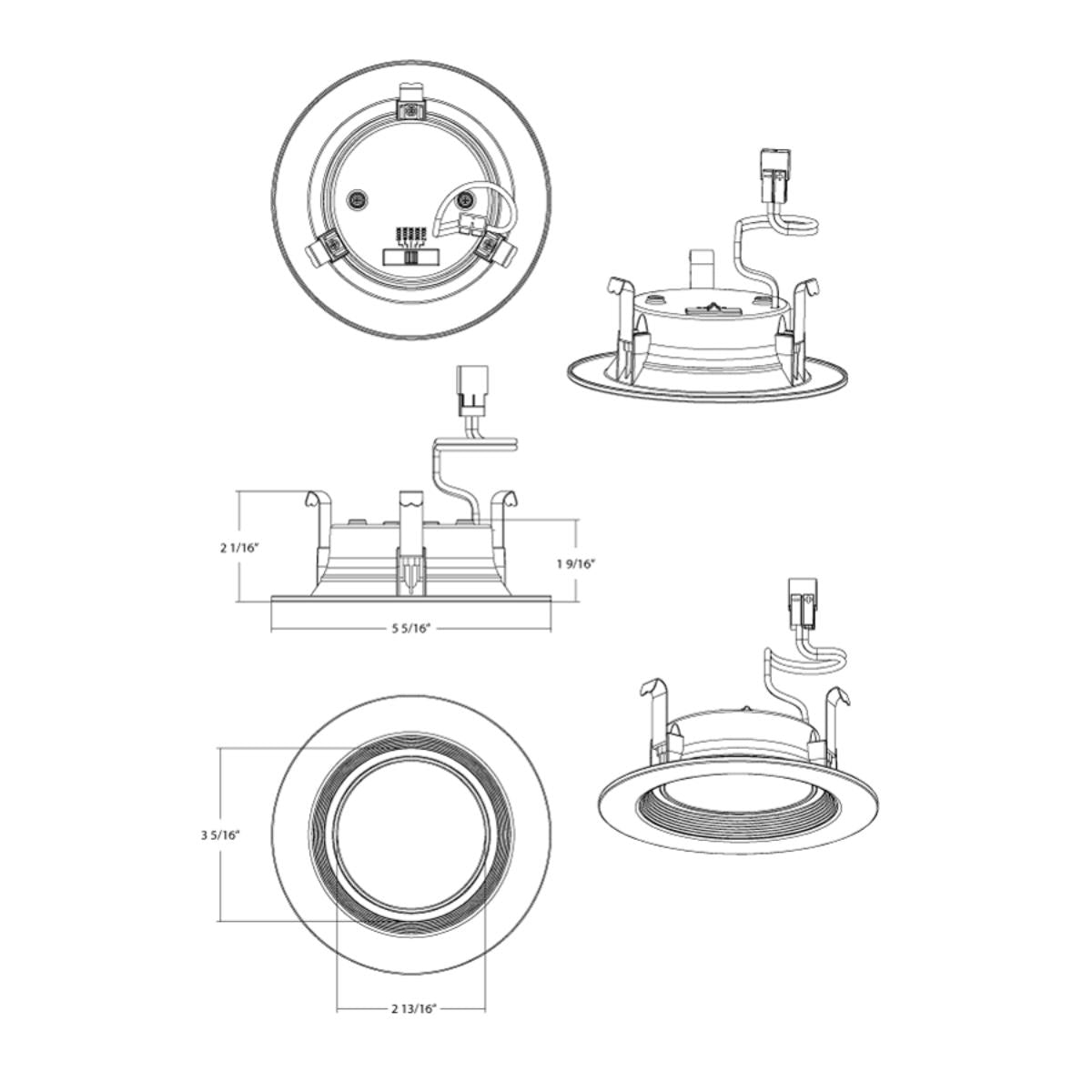 4" Retrofit Downlight with Nightlight, 700 Lumens, Selectable 2700K to 5000K, White Baffle Trim - Bees Lighting