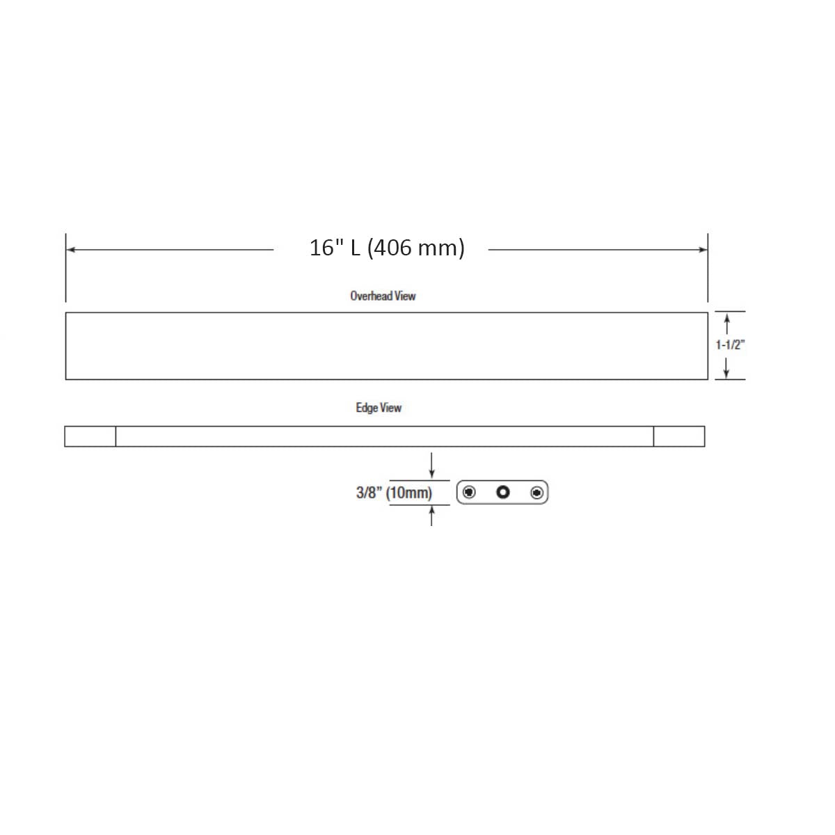 SlimEdge 16 Inch LED Under Cabinet Light, 3000K, 24VDC, 325 Lumens, Bronze